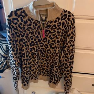 NWT JCREW leopard print quarter zip